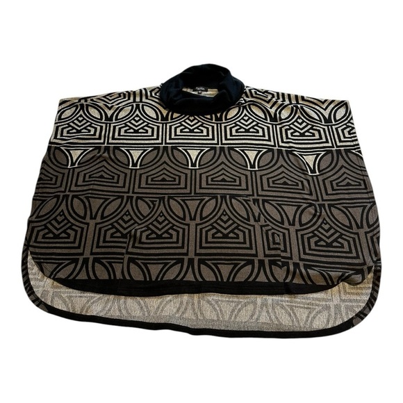 Papillon Poncho Sweater Cowl Neck Geometric Design Knit Beige Womens S/M - Picture 3 of 11